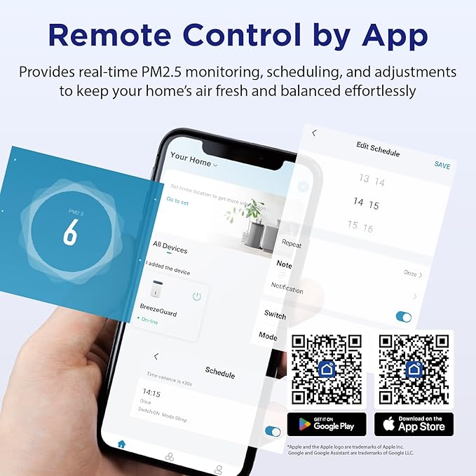 RIA BreezeGuard HEPA Air Purifier for Home & Large Rooms up to 2500 Sq Ft – Smart Air Cleaner with Evaporative Humidifier, App Control, PM2.5 Sensor, for Pets, Allergies, Smoke & Dust