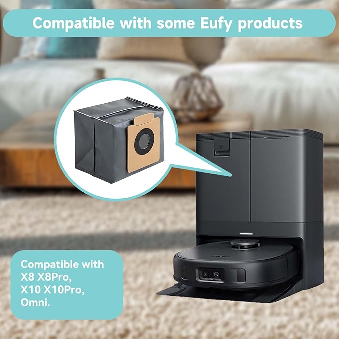 6 Pack X10 Dust Bags for Eufy X10 Pro Omni, X8 Pro Robot Vacuum Cleaner - Large Capacity Replacement Accessories