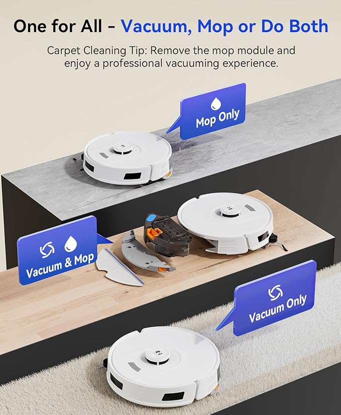 Redroad Robot Vacuum Cleaner 20,000 Pa Robot Vacuum and Mop,90 Day Self Emptying Vacuum Robot,Lidar Navigation,5G/2.4GWiFi APP Aspirateur Robot,Self-Charging Robot Vacuums for Pet,Floor,Carpet White