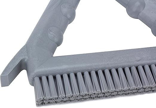 SPARTA Plastic Commercial Grout Brush, Triangle-Shaped Scrub Brush with Scraper and Two Threaded Holes for Attaching Handle (Sold Separately), 9 x 7 x 7 Inches, Gray, (Pack of 4)