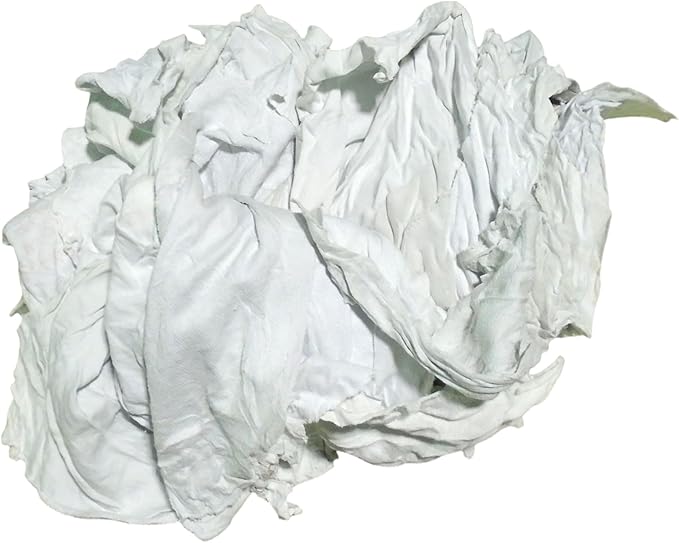 New White Knit (5 Pounds) T Shirt Rags Industrial Grade Cloth Rags Multipurpose Cleaning, Staining for Restaurants, Home and Commercial