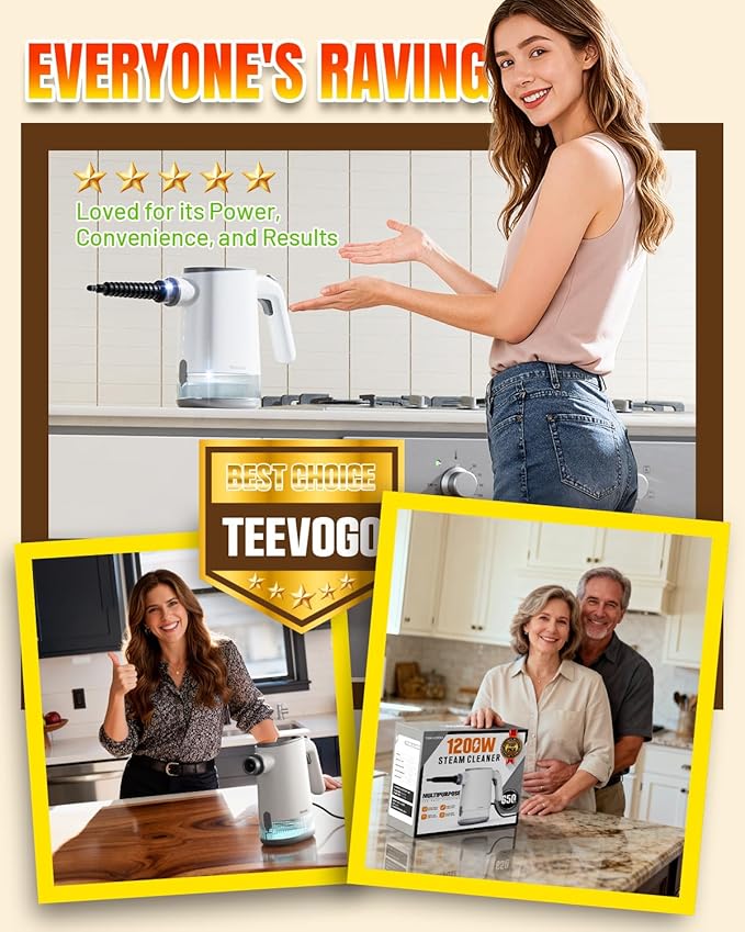 Handheld Steam Cleaner, Pressurized 15s Instant Heat Steam Cleaner for Home, Upgrade 650ML Tank, Lightweight Portable Steamer for Cleaning Kitchen, Grout, Furniture, Couch, Car and Bathroom