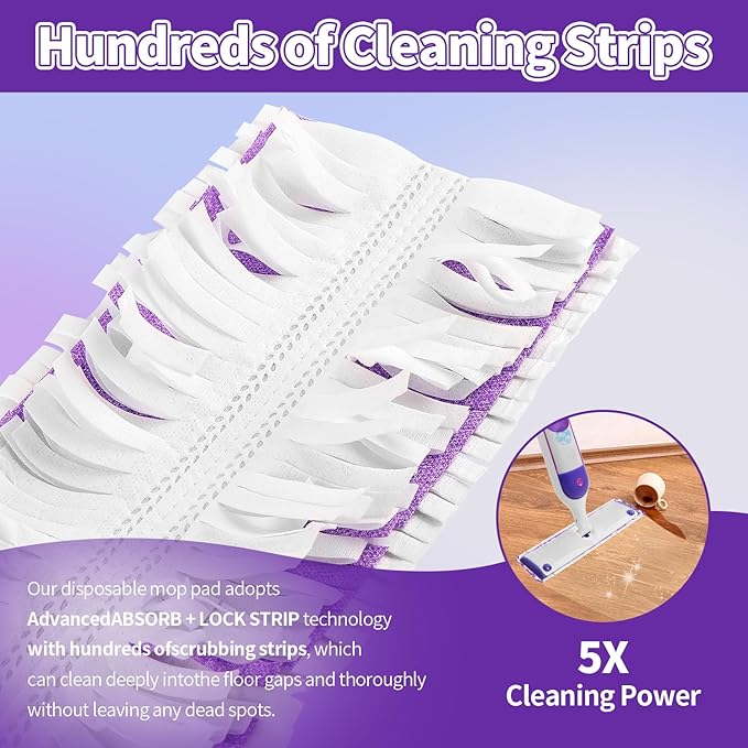 24 Pack Disposable Power Mop Pads for Swiffer Power Mop Pads, Compatible with Swiffer Power Mop Refills, Unscented Spray Replacement Floor Cleaning Refills for urface/Hardwood Floor Cleaning