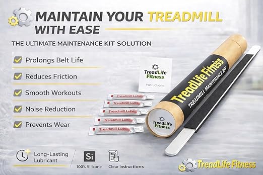 TreadLife Fitness Treadmill Maintenance Kit | 5 Applications of Treadmill Lubricant for Belt | 100% Silicone Lube | Extra Wide TruLube Applicator Wand | Directions Included