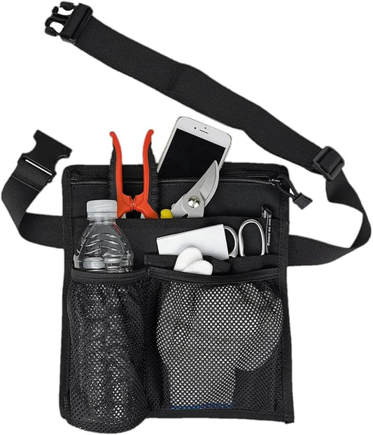 Sever Aprons Waitress Apron with Pockets Tool Belt for Women Money Pouch Waitresses Artist Work Half Tool Cleaning Apron Organizer Nurse Fanny Pack Black Shoulder Strap and Adjustable Belt
