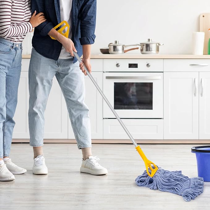 2 Pack Heavy Mop Replace Head，mop Head Replacement,Commercial mop Heads,Reusable Mop Head Refills-Replacement Mop Heads SuitableWet Industrial Blue Cotton Looped End String Head Refill (Blue)