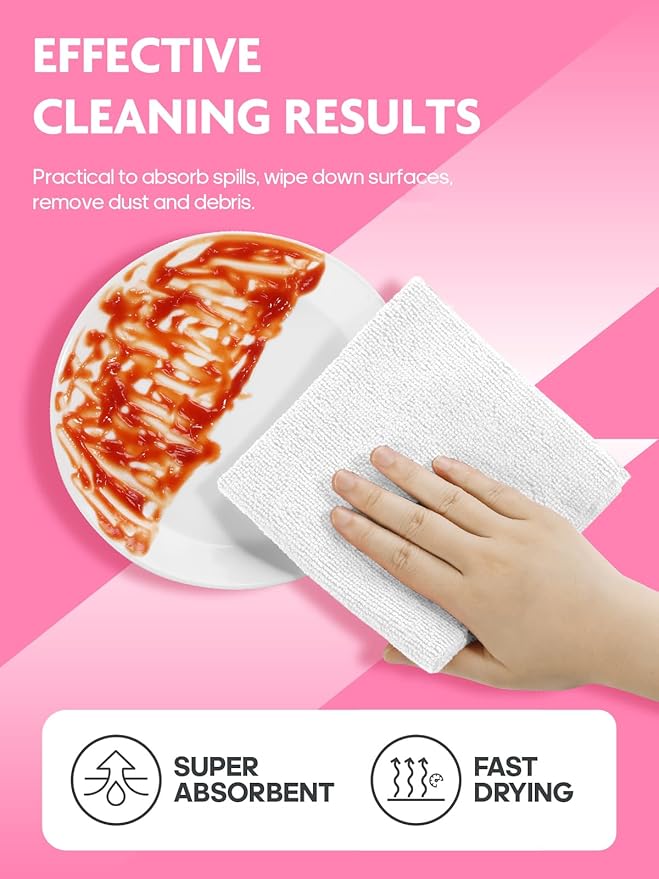 Tear-A-Rag Roll -50 Pack, 12 x 12 Microfiber Cleaning Cloth, Reusable Towels for Home, auto and Shop (White)