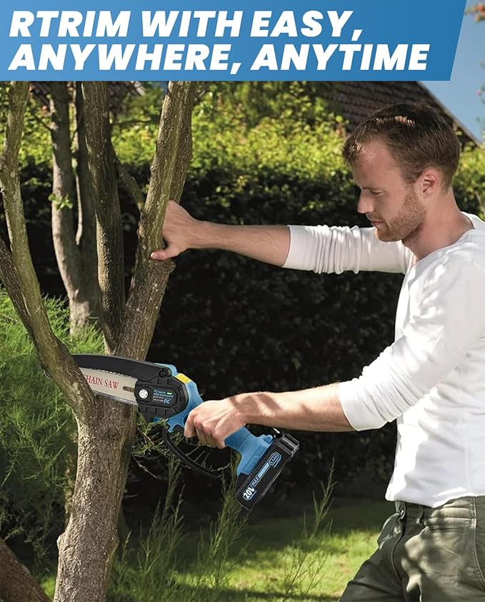Saker Mini Chainsaw|6 Inch Chainsaws[2025 Upgraded]|Mini Cordless Electric Chain Saw|Small Handheld Portable Chain Saws Battery Powered Saw for Tree Trimmer and Garden,Valentine's Day Gifts