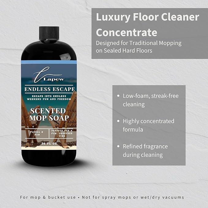 Luxury Floor Cleaner, Scented Mop Soap Concentrate | Hard Floor Cleaner for Tile, Vinyl, Laminate, LVP & Sealed Hardwood | Low-Foam, Streak-Free | 36 oz | Endless Escape