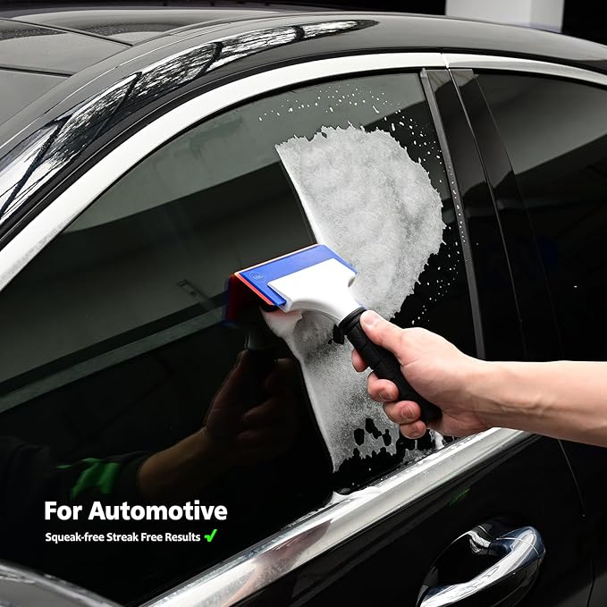 EHDIS 2PCS Double Edge Blade Small Rubber Squeegee 5-inch Handy Window Shower Squeegee Auto Water Blade for Car Windshield, Window, Mirror, Glass Door, Ice Snow Removal Scraper Tool