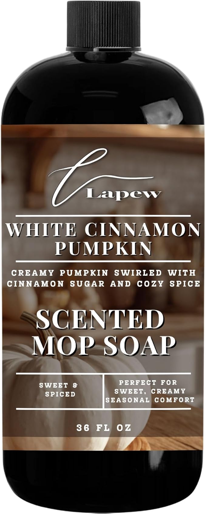 Luxury Floor Cleaner, Scented Mop Soap Concentrate | Hard Floor Cleaner for Tile, Vinyl, Laminate, LVP & Sealed Hardwood | Low-Foam, Streak-Free | 36 oz | White Cinnamon Pumpkin