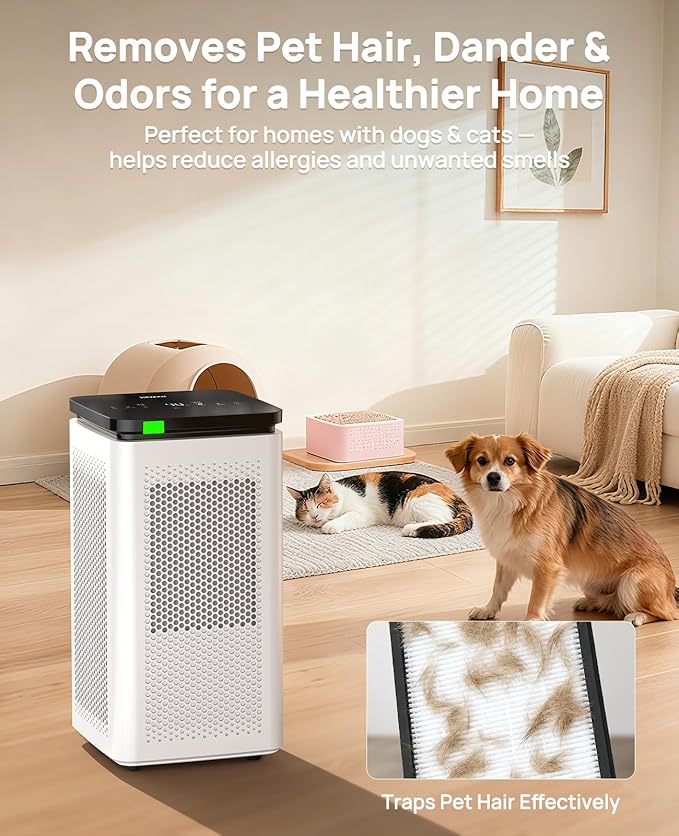 Air Purifiers for Home Large Rooms up to 3500 Ft², H13 True HEPA 0.1 Micron 99.97% Filtration with Carbon Filter, 235 CFM CADR, Removes Allergens, Pet Odor, Smoke, VOCs, 30dB Sleep Mode, PM2.5 Display