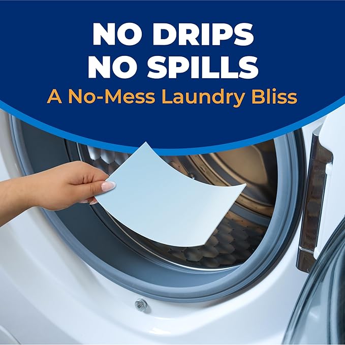 ARM & HAMMER Power Sheets Laundry Detergent, Fresh Breeze Scent, Dissolves in All Wash Temps, Lightweight and Travel-Ready, 60ct, Up to 120 Small Loads