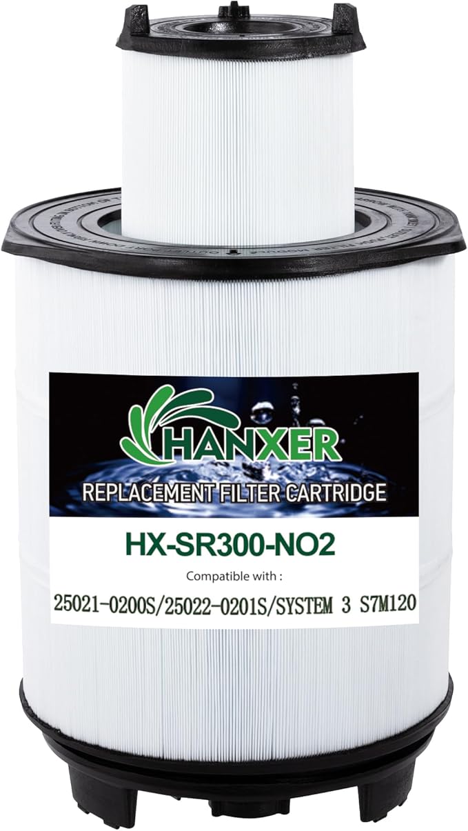 HANXER® S7M120 Inner and Outer Set Pool Filters Replace for Sta-Rite System 3, 25021-0200S, 25022-0201S, SR300 Pool Filter Cartridge, 300 Sq.Ft. Filtration Area