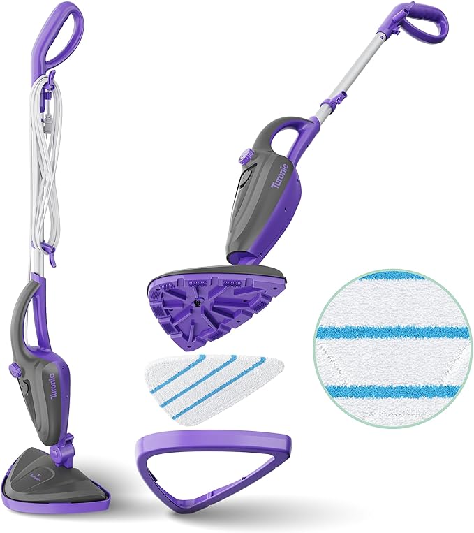 Turonic ST3 10-in-1 Steam Mop - 1500W Floor Steamer with Detachable Handle, 110°C Steam, 25-Min Runtime, Handheld Cleaner for Tile, Grout, Hardwood, Carpet, Upholstery, Chemical-Free Cleaning