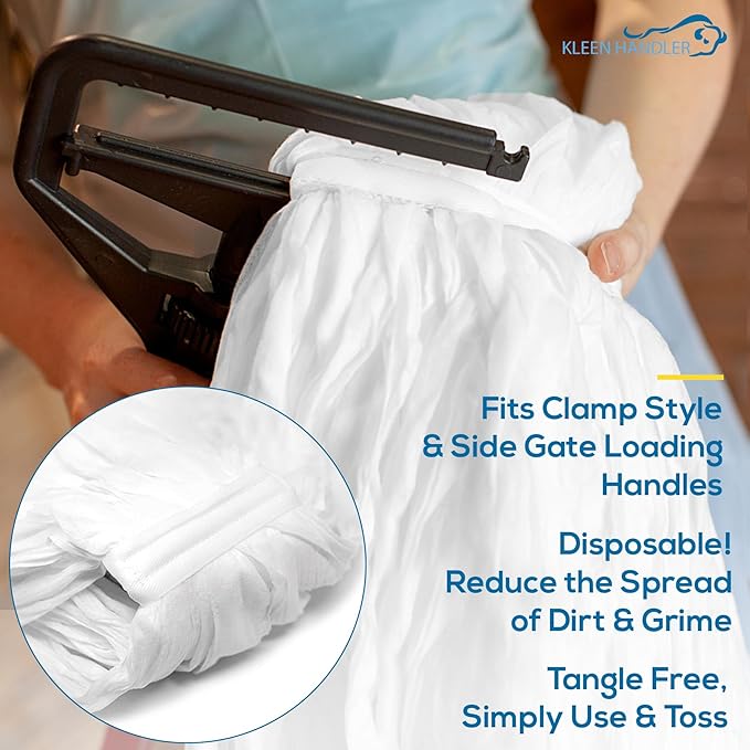 KLEEN HANDLER Disposable Industrial Mop Head Replacement, Non-Woven Cut End Floor Cleaning Wet Mop Head Refill (Pack of 3)