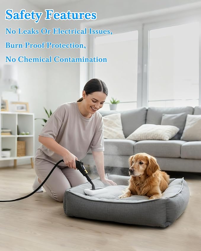 Steam Cleaner for Home - 1600ML Water Tank 15s Heat-Up Portable Steamer for Cleaning, 6 Level Adjustable, 2500W, 45PSI, 250°F Steam, Handheld Steam Cleaner for Car Detailing, Grease, Tile,Grout