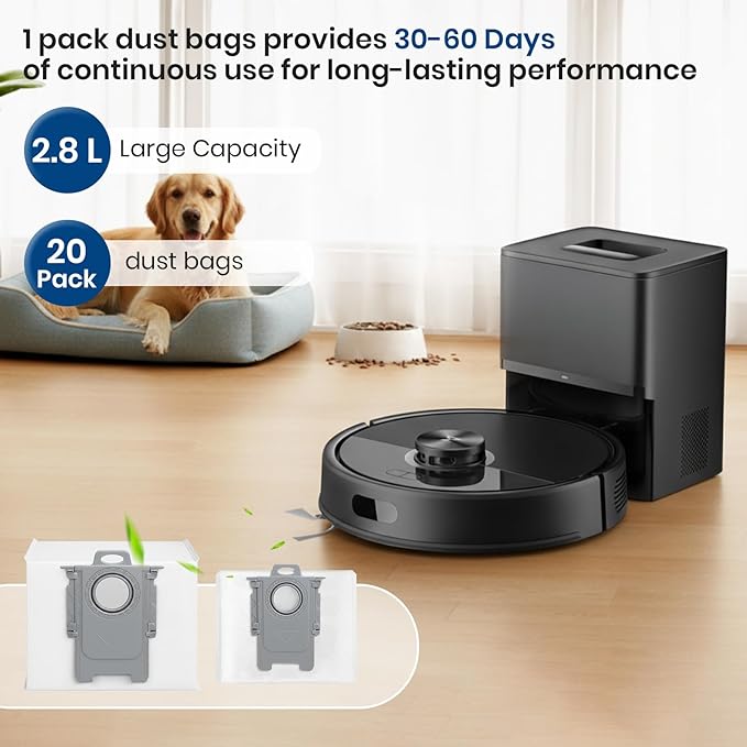 20-Pack Q7 M5+, Q5+ Replacement Dust Bags for Roborock Q5 Max+, Q5 Pro+, S8,S7 Pro Ultra, S7MaxV Ultra, S8+, Q7,Q8 Max+, Q10 S5+,Q10 X5+ Vacuum Bags for Roborock, Disposable Dust Bags