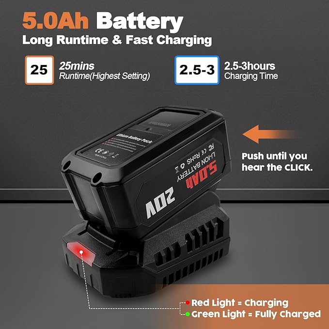 Cordless Pressure Washer, 2000PSI MAX Portable Pressure Washer with Brushless Motor, 5.0Ah Battery, 2A Fast Charger, 4 Speed Adjustment LCD Touch Screen, with Garden Hose & Faucet Connectors