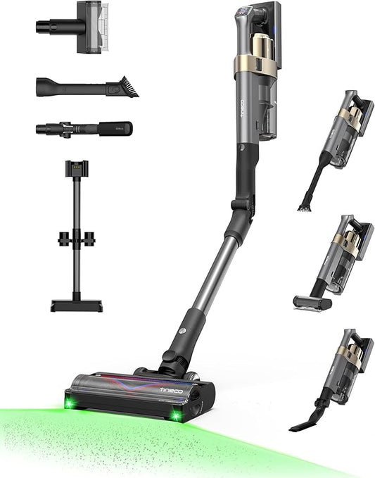 Tineco Pure ONE A90S Cordless Vacuum Cleaner, 270AW Powerful Suction, Up to 105min Runtime, 3DSense Master Brush, 150° Green LED Light, Stick Vacuum Cleaner for Pet Hair, Carpet & Hard Floor
