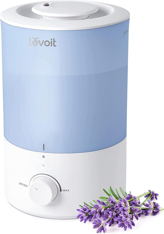 LEVOIT Dual 150 Humidifiers for Bedroom Large Room, 3L Cool Mist Top Fill Essential Oil Diffuser for Baby Nursery and Plants, 360° Nozzle, Quiet Rapid Ultrasonic Humidification for Home, Blue