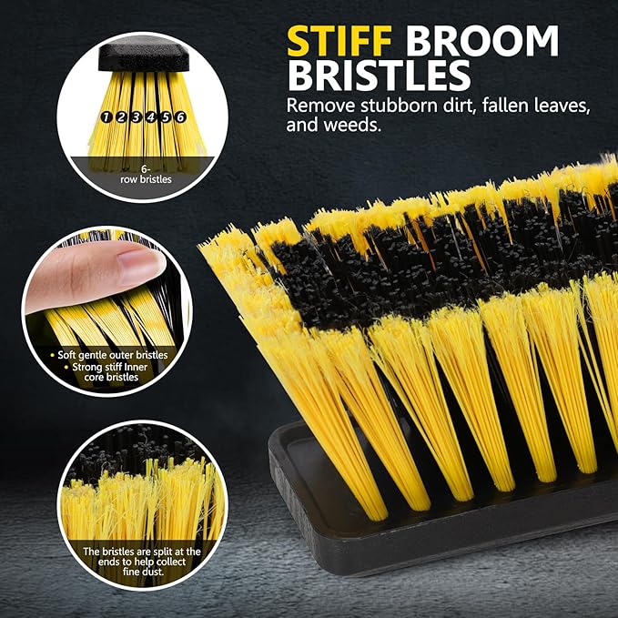 24" Push Broom,Masthome Industrial Broom with Stiff Bristles,Outdoor Broom Heavy Duty and 55" Long Handle,Heavy Duty Broom Brush for Garage Yard Patio Warehouse Concrete Floor Cleaning