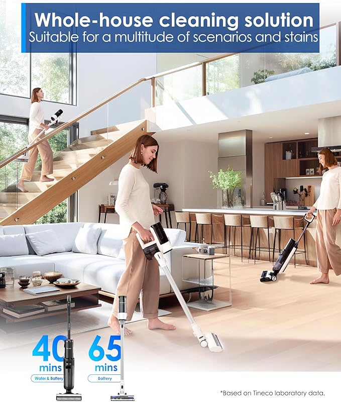 Tineco Floor ONE Switch S7 Wet Dry Vacuum Cleaner, Smart Floor Washer Multi-Function, Self-Cleaning, Extended Battery Lifespan 65Min Runtime, ZeroTangle Brush Dual-Edge Cleaning, Whole-House Cleaning