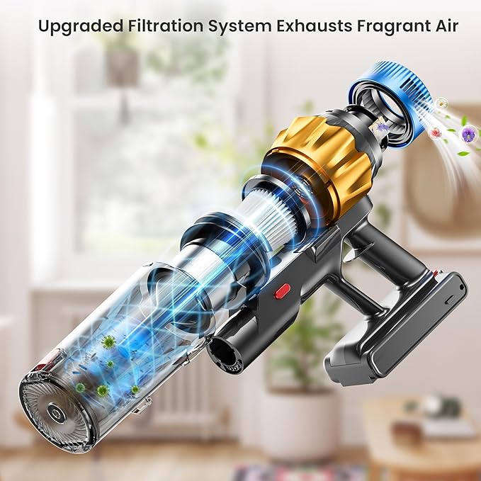 Cordless Vacuum Cleaner, 650W 55KPA 70Mins Vacuum Cleaners for Home, Self-Standing Cordless Stick Vacuum with Anti-Tangle, Lightweight Wireless Vacuum for Hardwood Floor/Carpet/Pet Hair