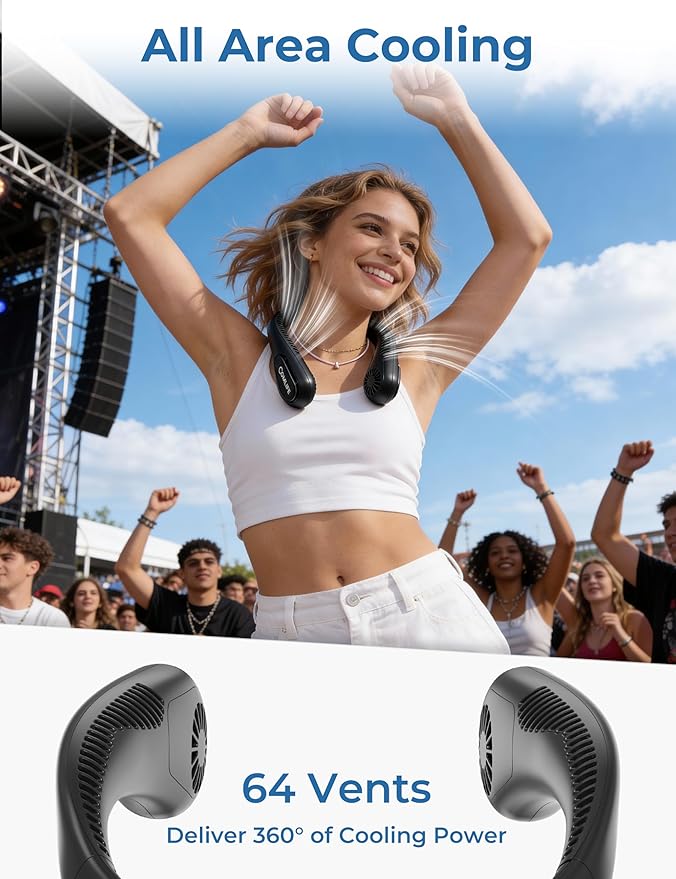 Portable Bladeless Neck Fan, Valentines Day Gifts for Him, Birthday Gifts for Men Women Father's Mother's Day, Wearable Cooling Fan Rechargeable for Camping Travel Beach Golf Cruise Essentials 2026