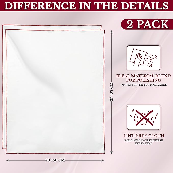 The 4-Pack Premium Microfiber Wine Glass Polishing Cloths, Large Lint-Free Drying Towels for Glasses, Stemware, Glassware, Camera Lenses, This Design 20 Inch X 25 Inch (White, 4 Count)