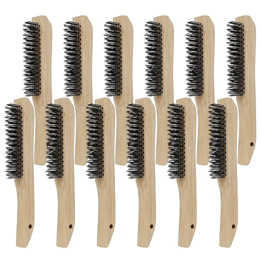 Wire Brushes Pack of 12. for Cleaning Welding Slag, Rust and Dust. 10" Heavy Duty Carbon Steel Shoe Handle Wire Scratch Brush