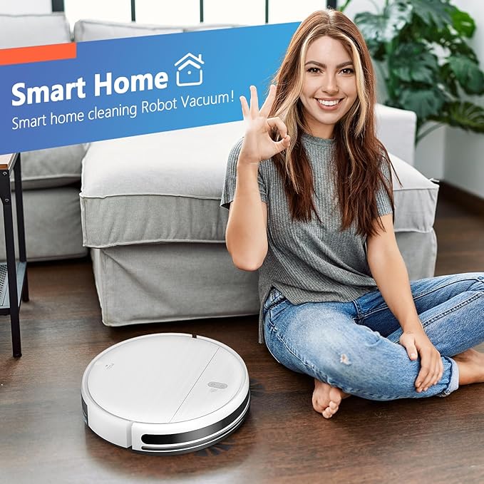 Robot Vacuum and Mop Combo, 2 in 1 Robotic Vacuum Cleaner with Schedule, App/Alexa/Voice Control, Slim 2.87", Self-Charging, 2300 Pa Suction & Long Runtime, Ideal for Hard Floor, Pet Hair, Carpet