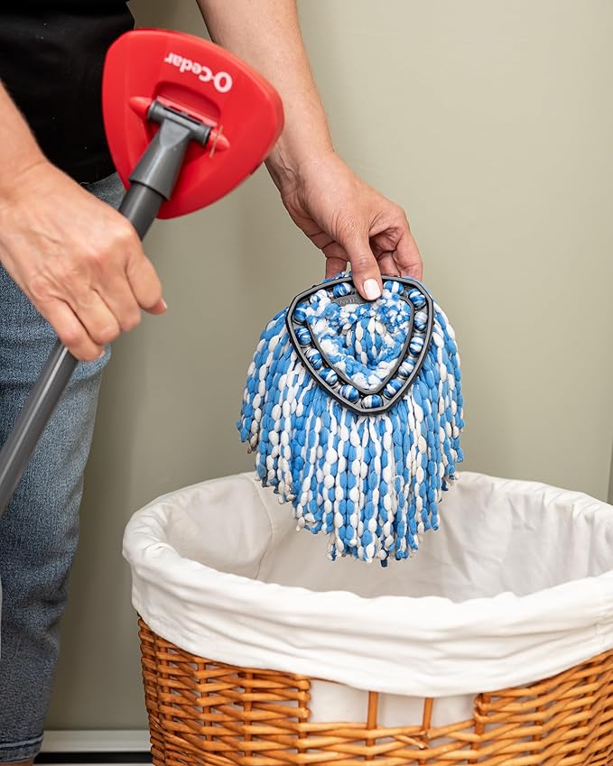 O-Cedar RinseClean Spin Mop & Bucket System + 2 Extra Mop Heads| Clean with Water | Removes 99% of Bacteria Plastic