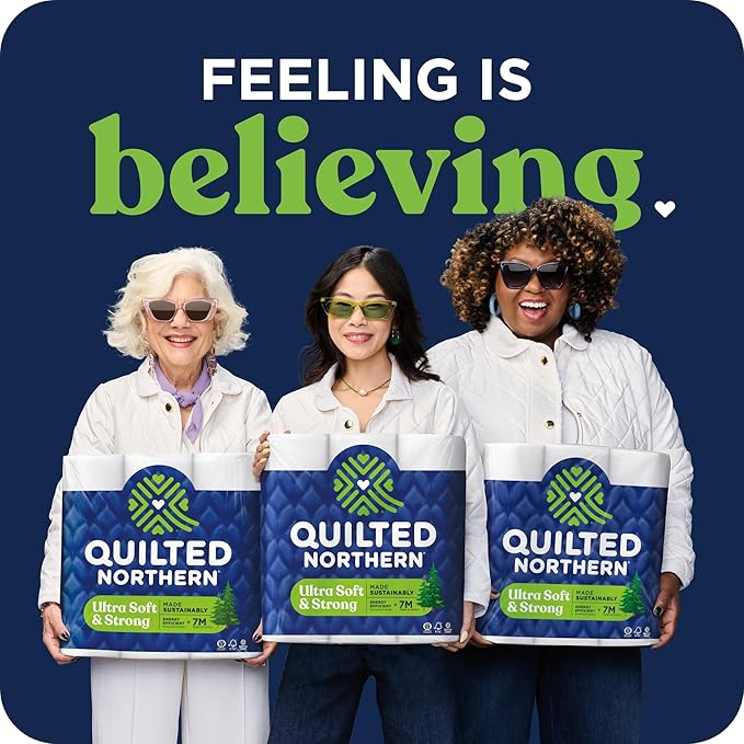 Quilted Northern Ultra Soft & Strong Toilet Paper, 4 Mega Rolls = 16 Regular Rolls, 5X Stronger*, Premium Soft Toilet Tissue