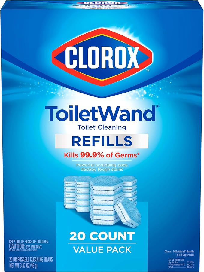 CLOROX ToiletWand Toilet Cleaner Refills, Toilet brush, Original, 20 Count (Pack of 4)