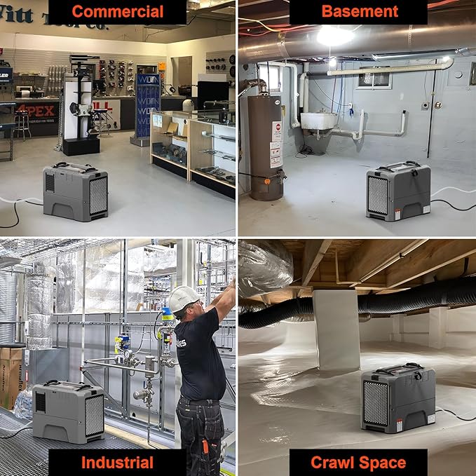 Abestorm LGR Commercial Dehumidifier, 180 PPD Crawl Space Dehumidifier with Pump, Drain Hose, Auto Defrosting Dehumidifiers for Crawl Space, Large Space, Basement, Industrial Use