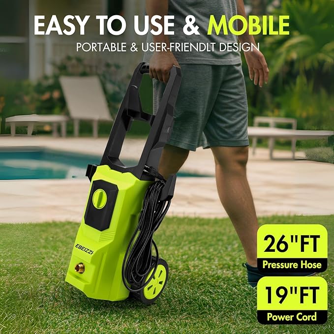 Pressure Washer with 4 Nozzles and Foam Cannon for Driveways, Cars, Fences,Patios