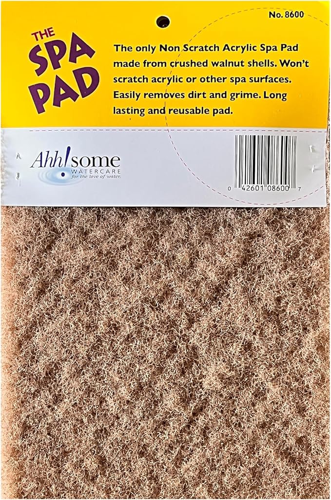 AhhSome Spa & Hot Tub Cleaning Pad, Made from Crushed Walnut Shells, Reusable, and Scratch-Resistant, Removes Gunk, Grime & Sticky Particles from Any Surface, Designed for Hot Tub Surface Cleaning