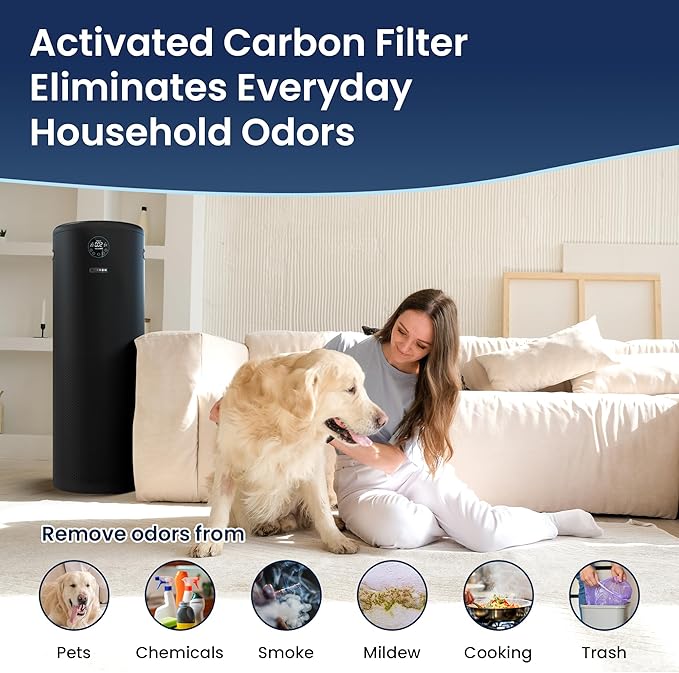 JADE 2.0 - Black - H13 HEPA Air Purifier for Large Rooms - Up to 3800 sq ft - Heavy Duty Home Air Purifier, Filters 99.9% of Odors, Dust, and Smoke - Quiet Air Purifier at 35dB