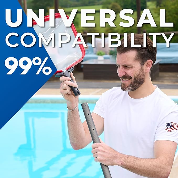 ProTuff Flat Pool Skimmer Net – 2 Year Unconditional Free Replacement – Heavy-Duty Flat Net, Fine Mesh for Leaves, Silt & Pollen – Strong Aluminum Frame, Fits Standard Telescoping Pole