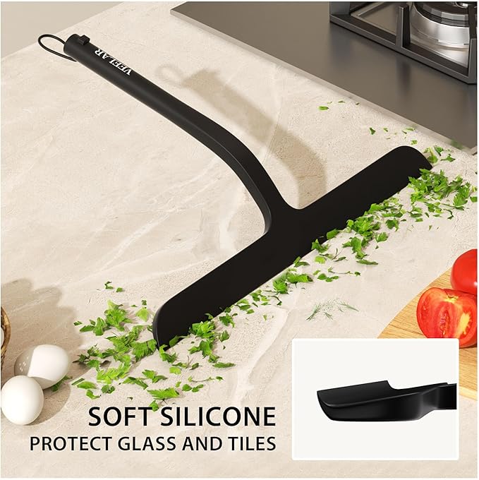 Shower Squeegee for Shower Glass, Bathroom Glass Cleaning Tool with Hook Mount, Squeegee for Glass Doors, Window Cleaning, Tile Shower Walls (Black)