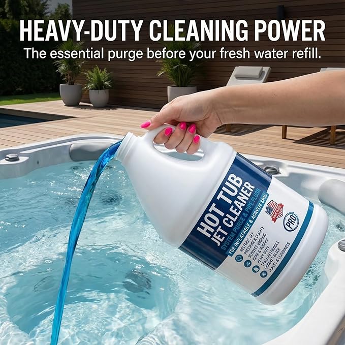 Hot Tub Jet Cleaner 1 Gallon - Spa Line Flush & Spa System Flush - Jet Tub Cleaner for Jets, Lines & Tubes - Pipe & Line Purge Before Drain Refill - Made in USA - BubbyShine