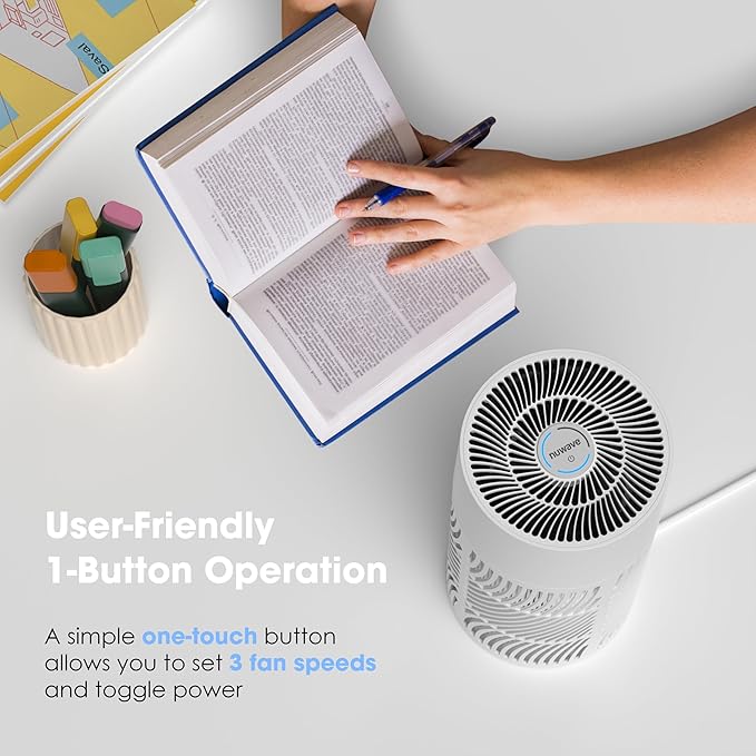 Nuwave H13 True HEPA Air Purifier for Bedrooms & Large Room up to 857 Sq Ft, 2025 New & Improved RPM Removes 99.97% of Smoke Pollen Pet Hair to 0.3 Micron 3 Fan Speeds Portable Ozone-Free