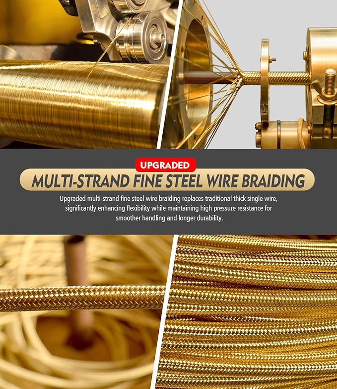 3/8" 4800PSI Pressure Washer Hose 100FT with 360° Swivel Quick Connect, Flexible & Kink Resistant Steel Wire Braided & Durable for Hot/Cold Water, High Power Washer Hose With M22 14mm Adapter