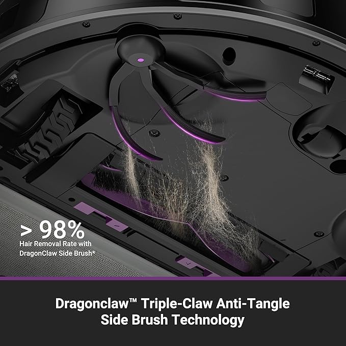 Eureka E20 Evo Plus Robot Vacuum and Mop Combo, 10,000Pa Suction Robot Vacuum Cleaner Bagless Self-Emptying Station, 45-Day Capacity Anti-Hair-Tangling Side Brush Mop Lifting App Control LiDAR Nav