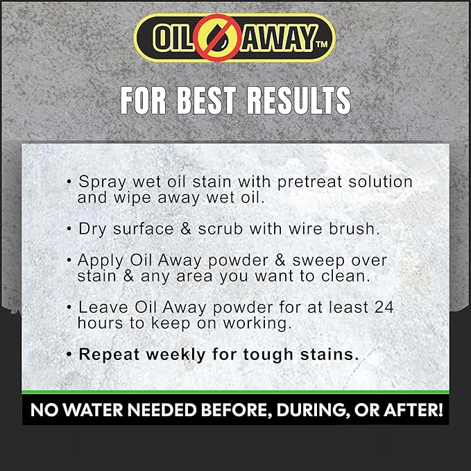 Oil Stain Fighter Starter Kit with Pretreat Solution for Maximum Results | 2 oz. Pretreat Spray + 5 oz. Enzyme Powder | No Rinse Safe Concrete Cleaning Duo for Driveways and Patios | Starter Size