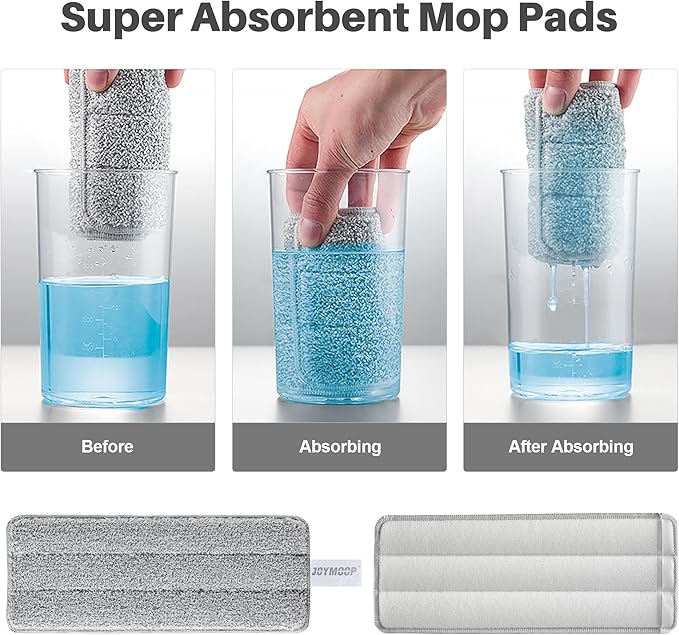 JOYMOOP Mop Replacement Pads, Reusable Microfiber Mop Pads for 13-inch Flat Mop and Mop Bucket Set, Pack of 2 Refills - Stripe and Pink