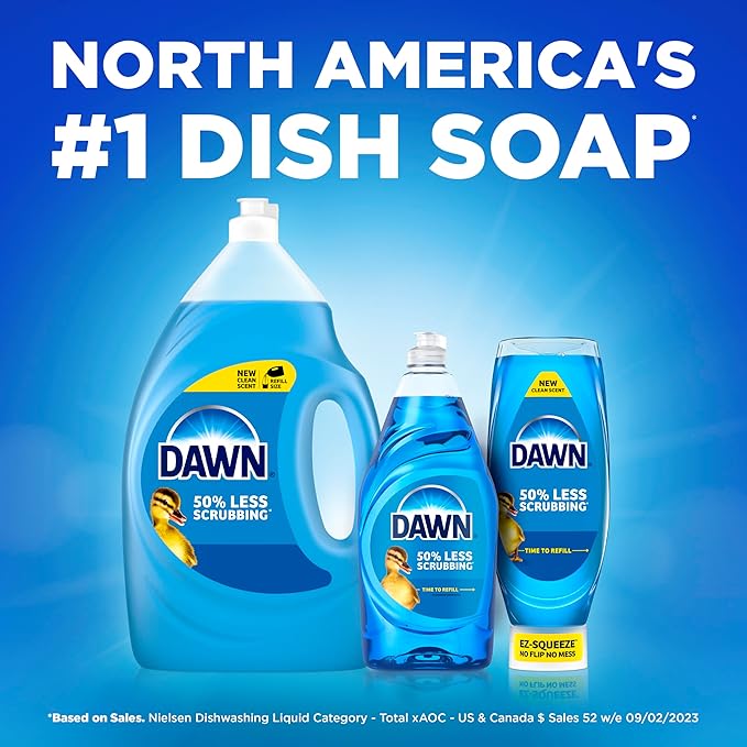 Dawn Free & Clear EZ-Squeeze Dish Soap Liquid, Dishwashing Liquid, Grease Removal, Lemon, 24.3 Fl Oz (Pack of 3)