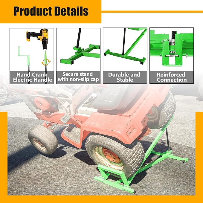 Riding Lawn Mower Lift Jack Lawn Mower Lift with 880 Lbs Weight Capacity Telescopic Maintenance Jack for Lawn mowers and Garden Tractors Green