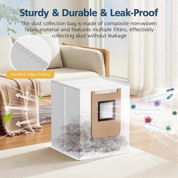 E25 / E28 Dust Bag, 12 Pcs Vacuum Bags for Eufy E25 and E28 Robot Vacuum, 3L Large Capacity Replacement Bags, Leak-Proof
